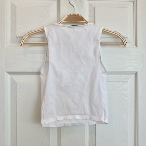 White Abbreviated Square Scoop Neck Tank Top - Picture 3 of 6